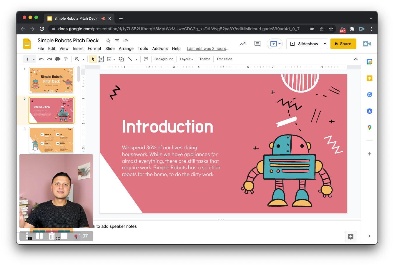 record google slides presentation with video