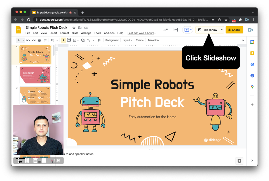 how to record a video presentation on google slides