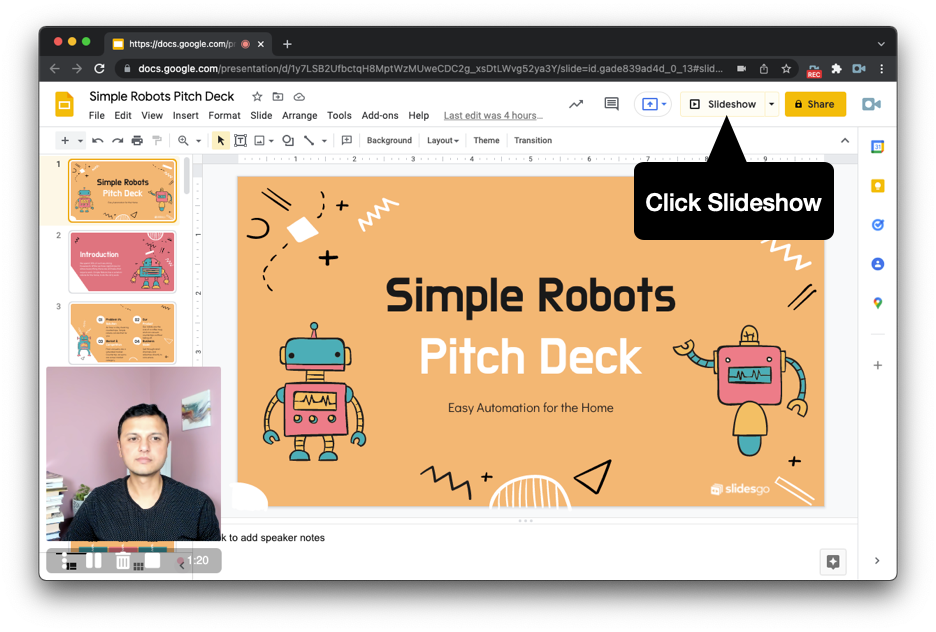 how to record google slides presentation with video