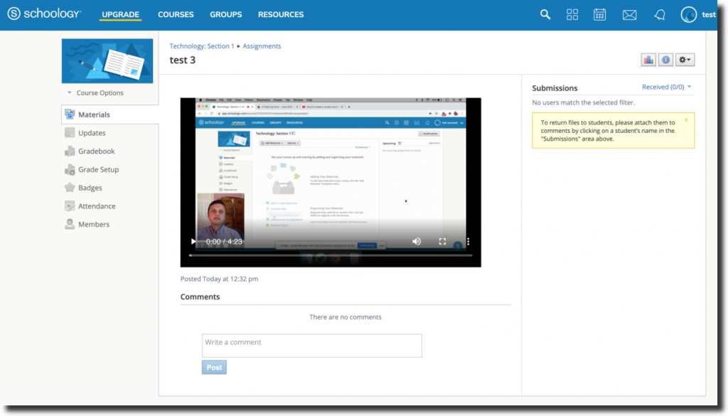 schoology submitting assignments video